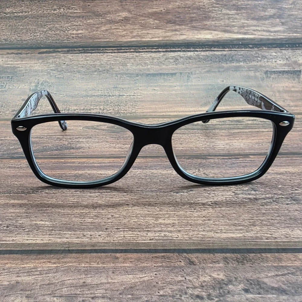 Ray-Ban RB 5228 5405 Black Logo Print Eyeglass Frames 53-17-140 Mens Womens